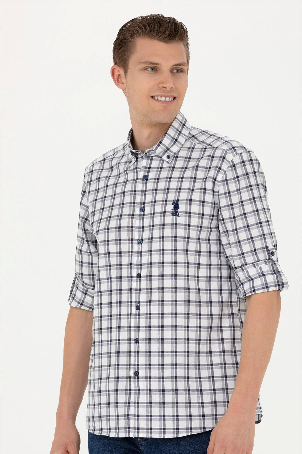 Мужская темно-синяя рубашка с длинным рукавом - U.s. polo assn фото 3