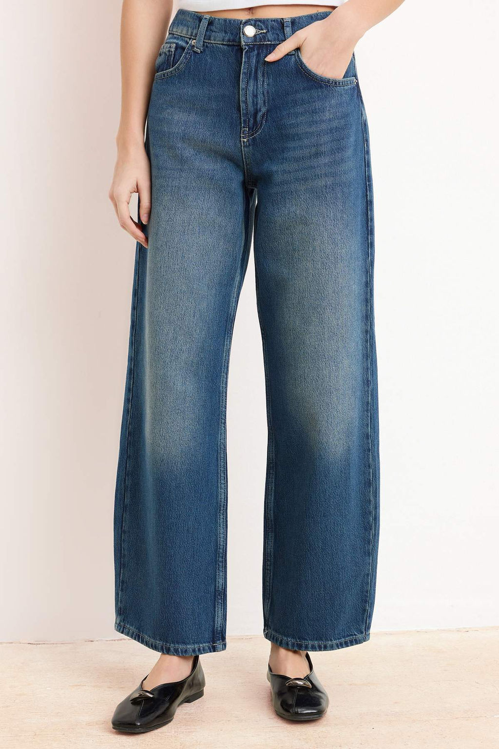 Mavi DOKUMLU Tencel Kar?s?ml? Yuksek Bel Tam Boy Baggy Jeans TWOSS26JE00139 - Trendyolmilla фото 5