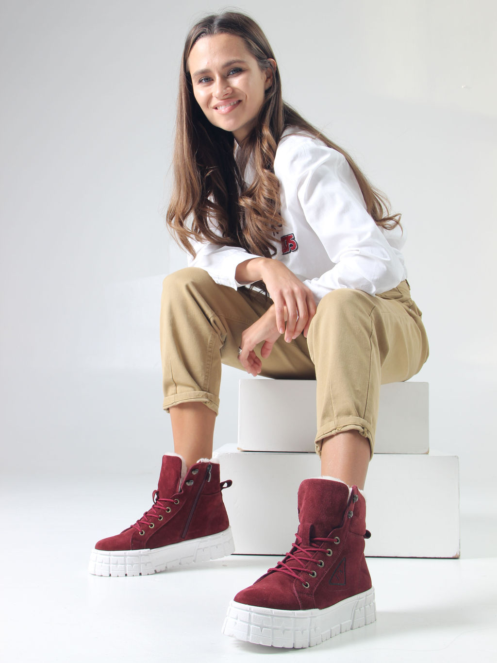 Ботинки EDART 216.212131w. бордо замша/шерсть