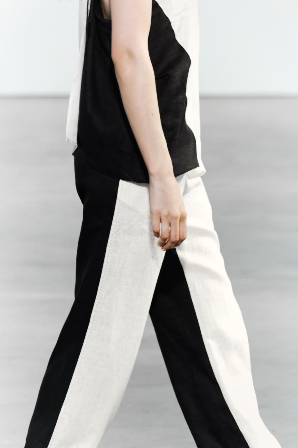 CONTRAST LINEN TROUSERS - Zara фото 2
