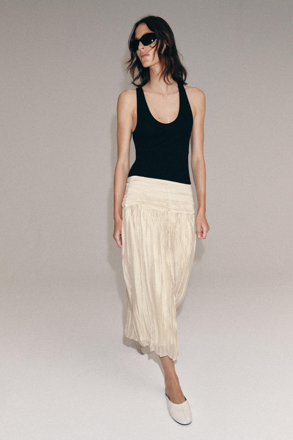 FALDA MIDI DRAPEADA ZW COLLECTION / Beige - Zara фото 2