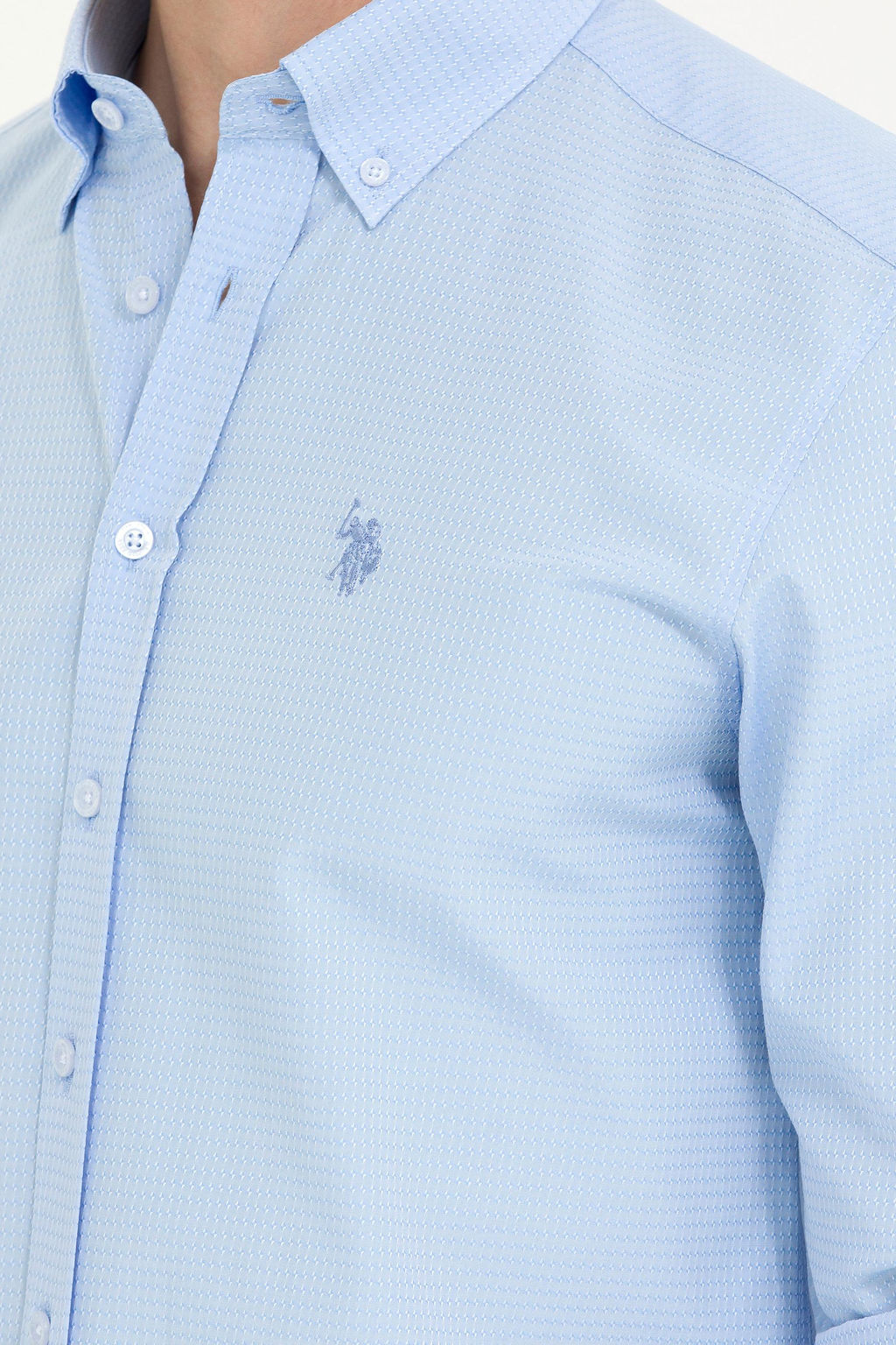 U. S. Polo Assn Мужская голубая рубашка с длинным рукавом - U.s. polo assn фото 7