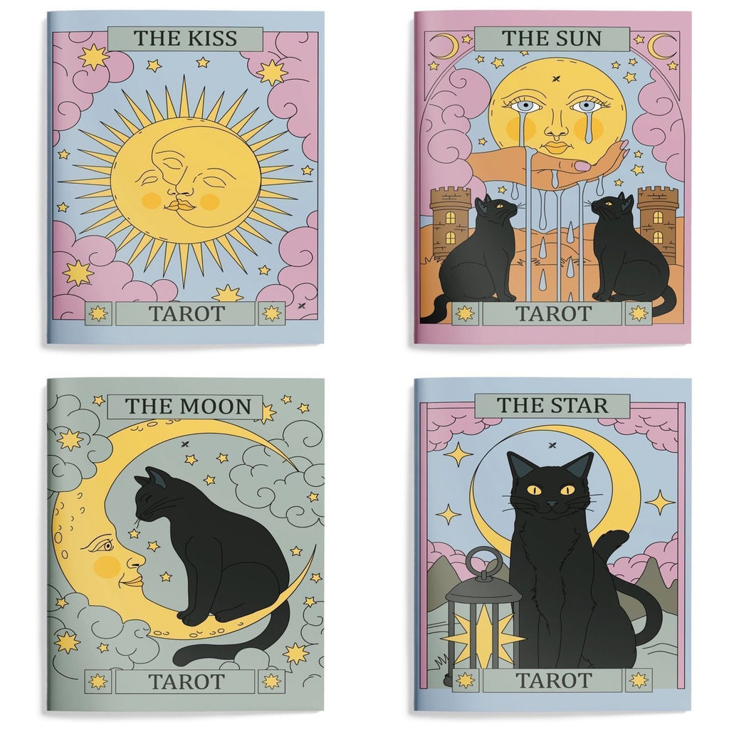 Цена за 2 шт. Книжка записная А6 98х140 мм 32 л. клетка LOREX TAROT мягкая обложка с дизайном, soft touc...