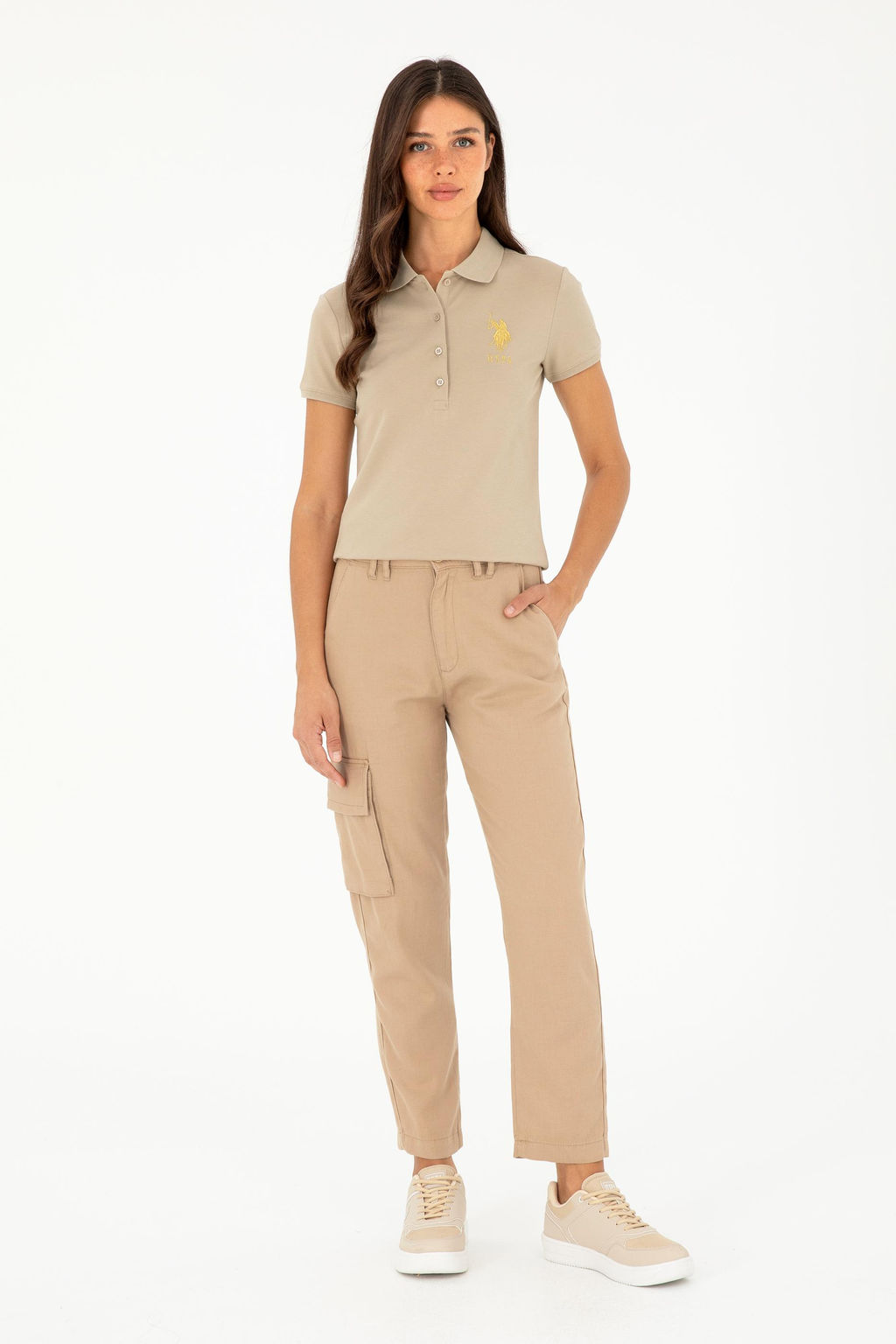 Женская базовая футболка светло-хаки - U.s. polo assn фото 4