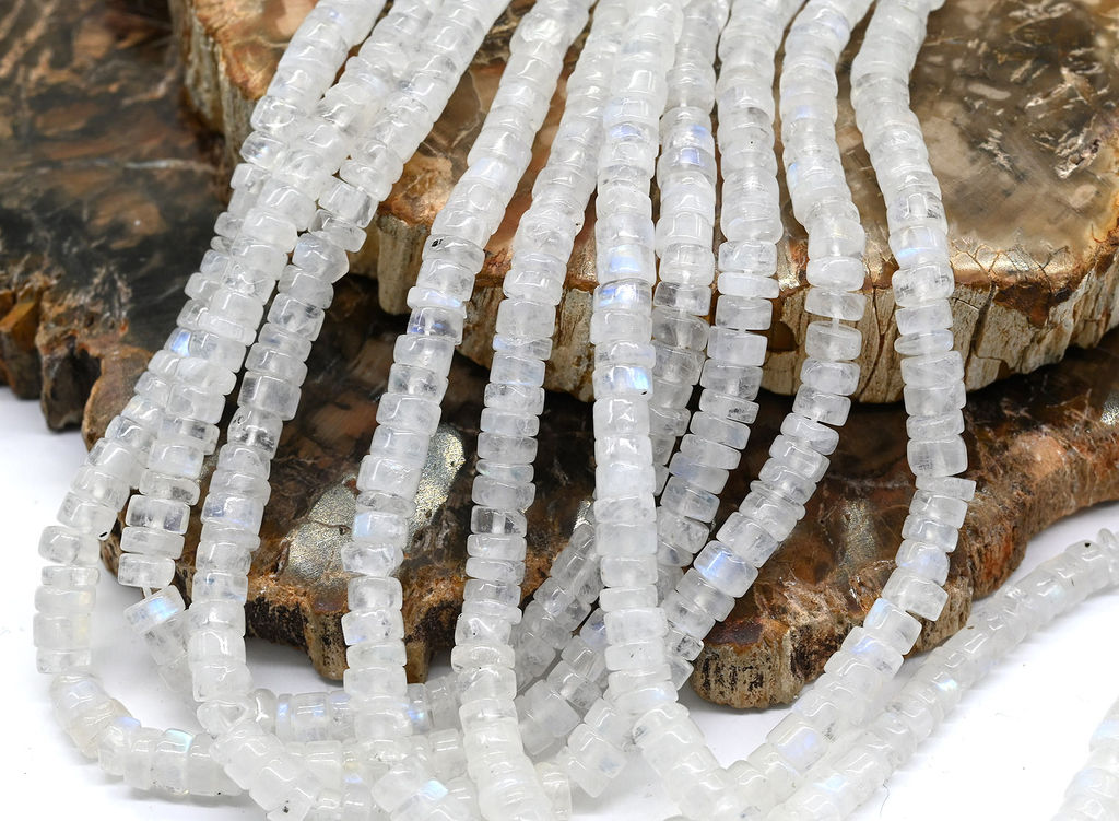 Бусины из натурального лунного камня (адуляр) диски 5*2мм, 33см, 130 бусин Радуга камня