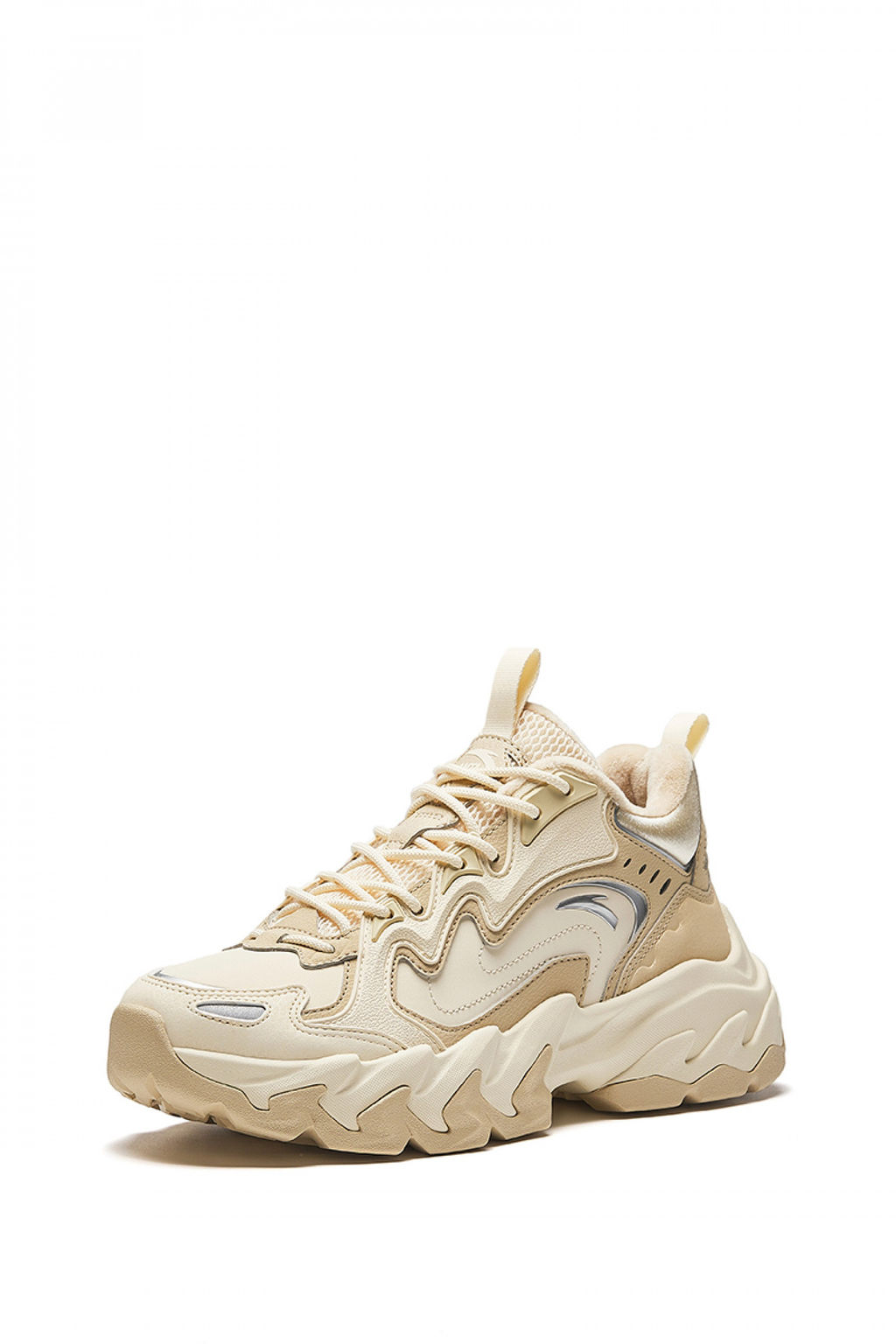 Кроссовки повседневные утепленные Бежевый/Коричневый/Серебристый