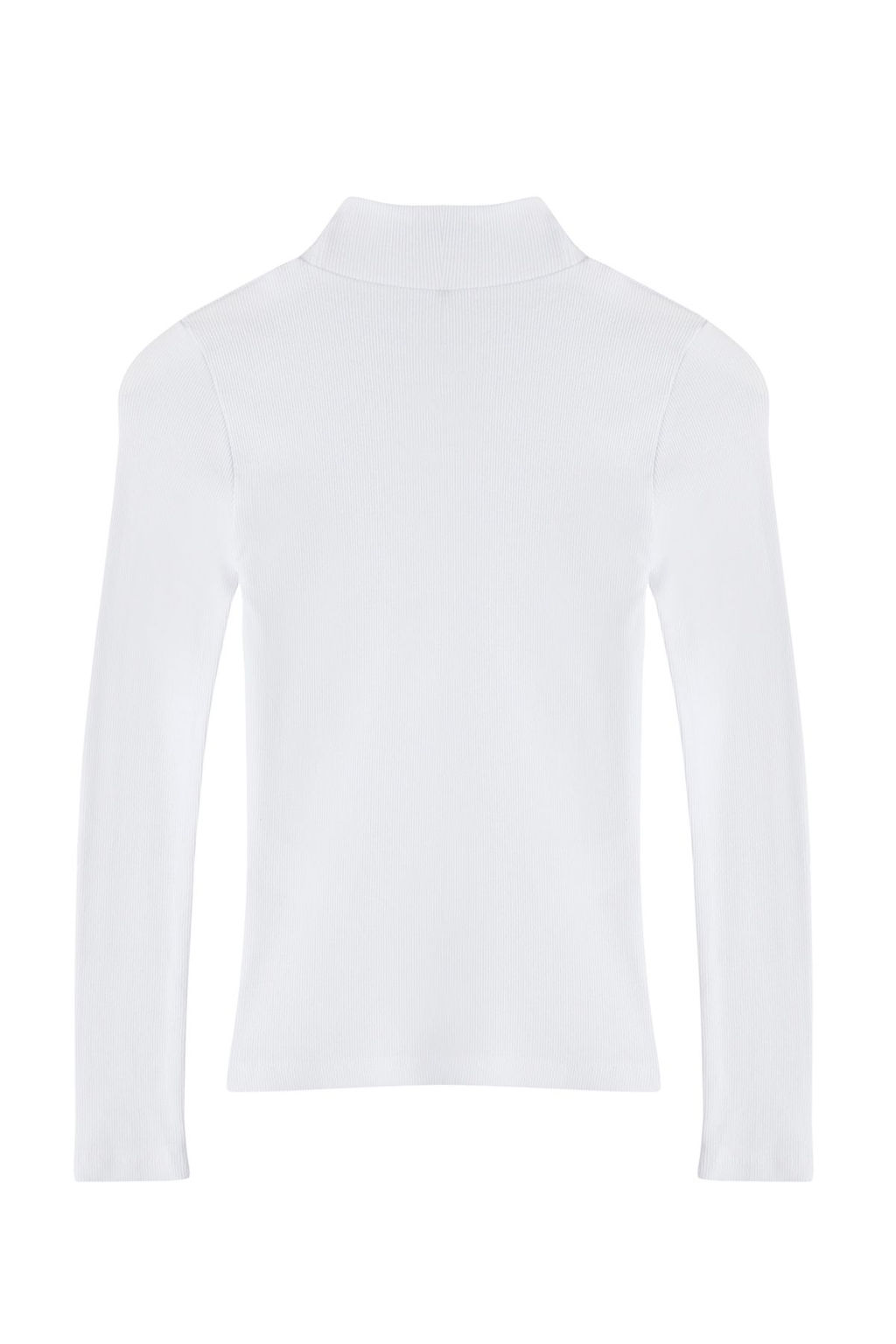 Beyaz Fitted/Vucuda Oturan Dik Yaka Uzun Kol Fitilli Esnek Orme Bluz TWOAW21BZ0423