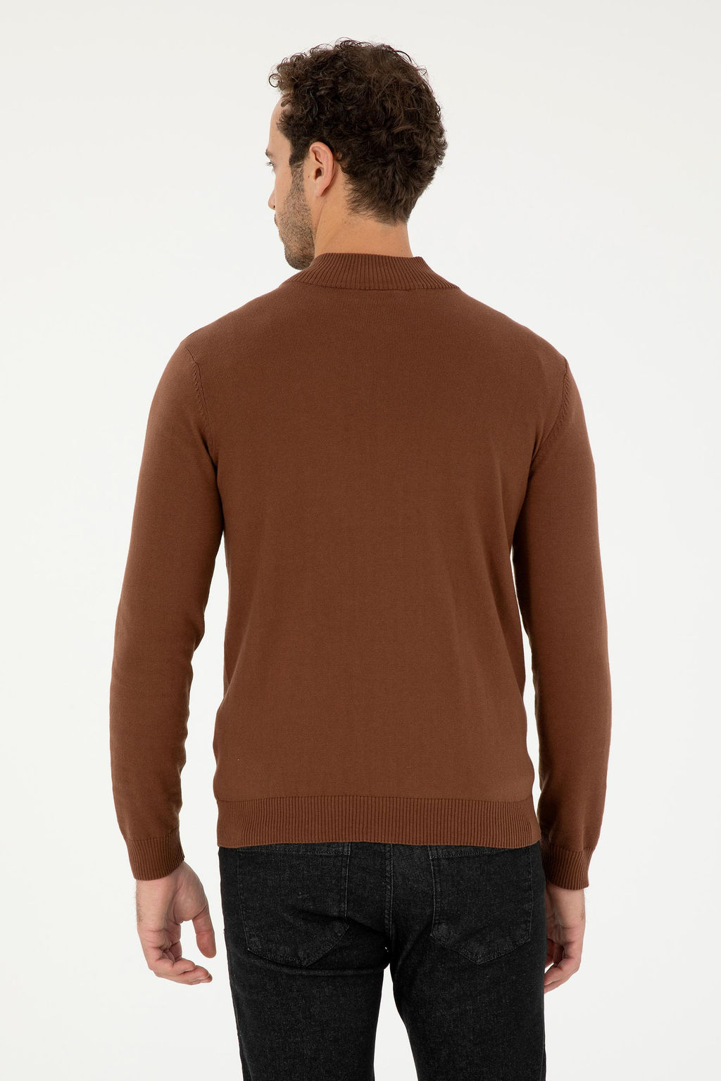 Мужской коричневый базовый трикотажный кардиган - U.s. polo assn фото 5