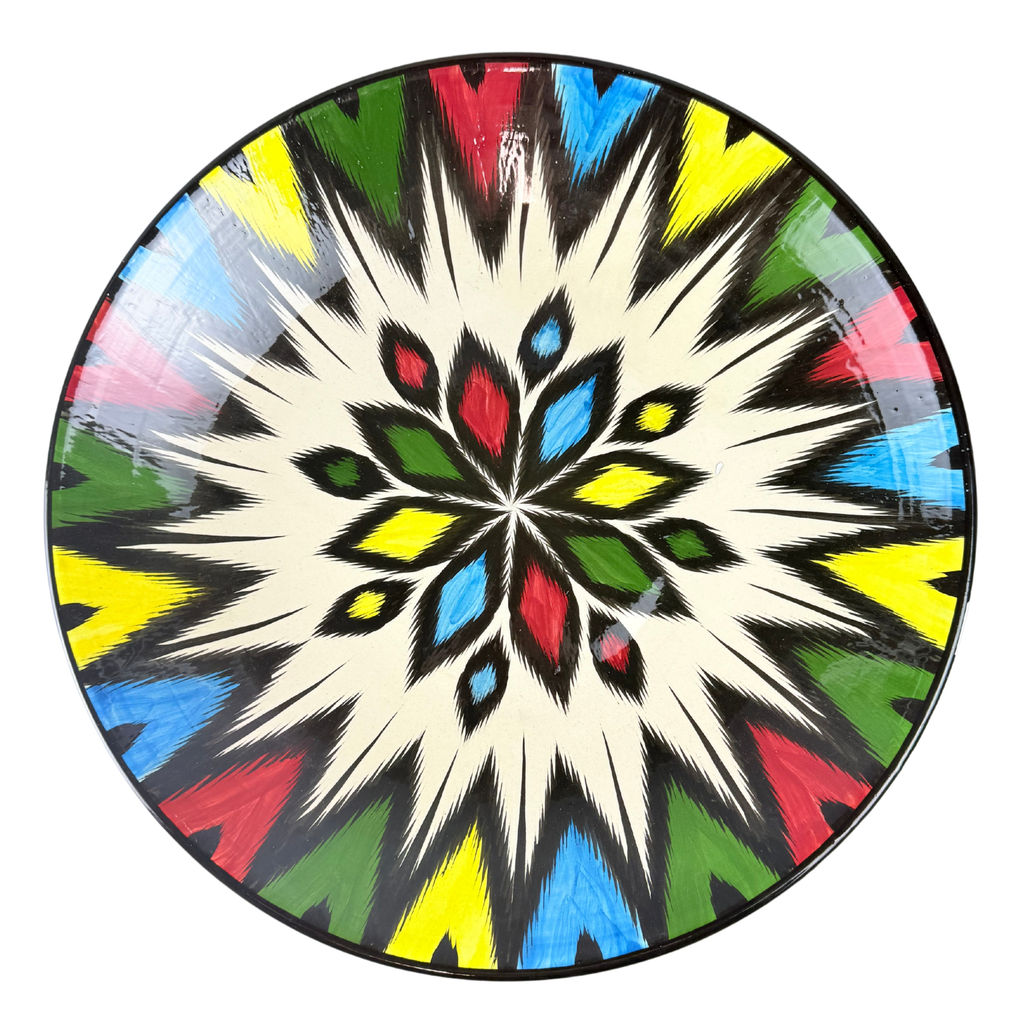 Ляган 42см, плоский Риштанская керамика Атлас цвет Микс