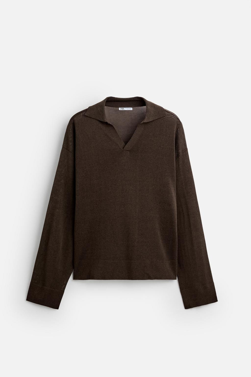 VISCOSE/COTTON KNIT POLO SHIRT - Zara фото 14