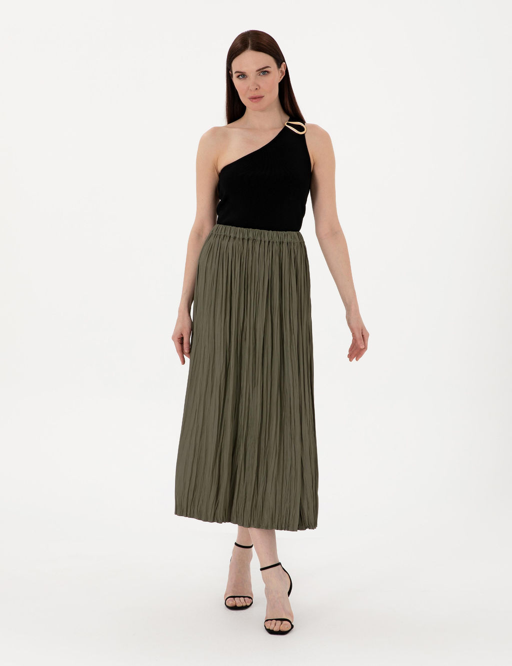 Haki A Kesim Dokuma Etek