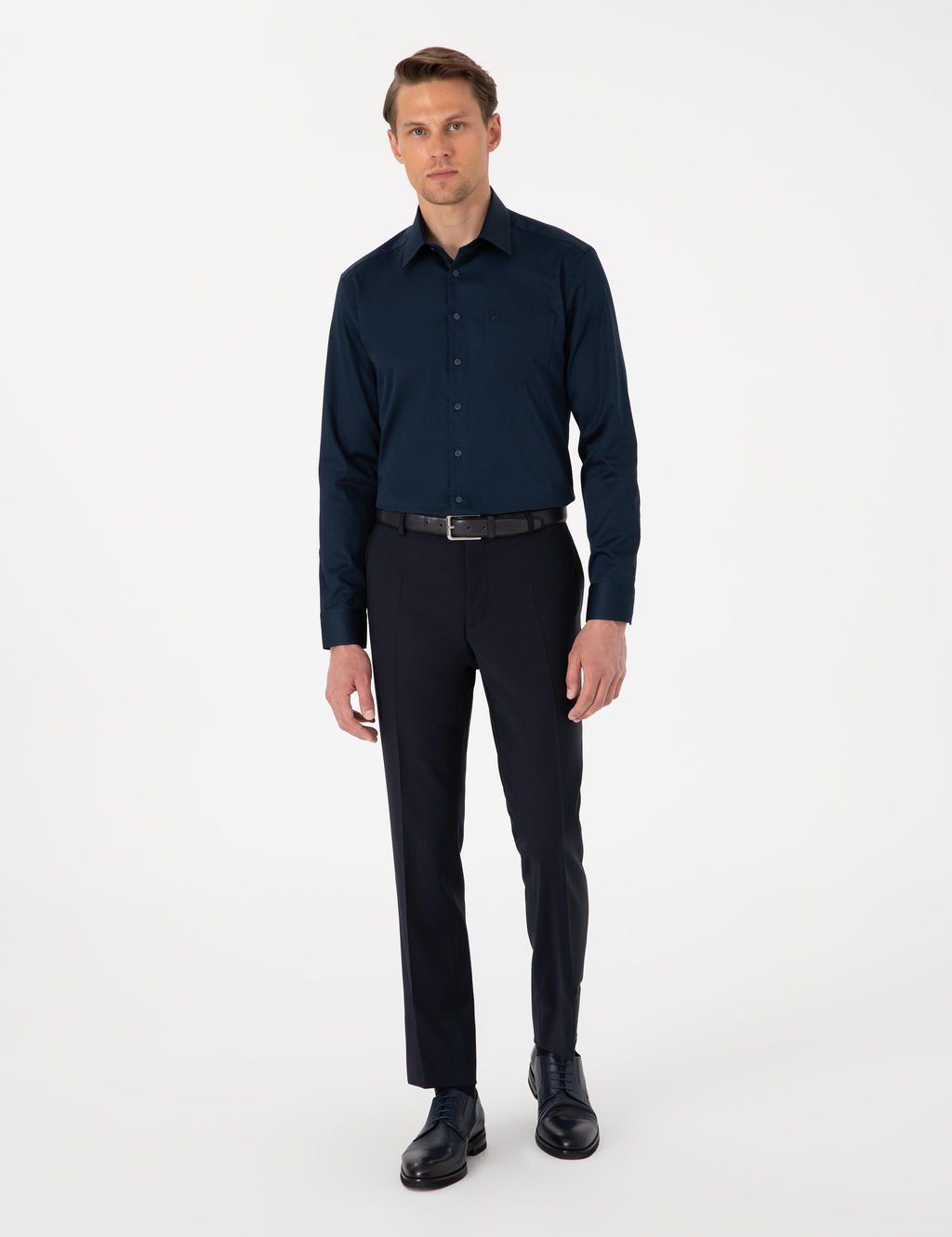 Lacivert Regular Fit Uzun Kollu Basic G_mlek