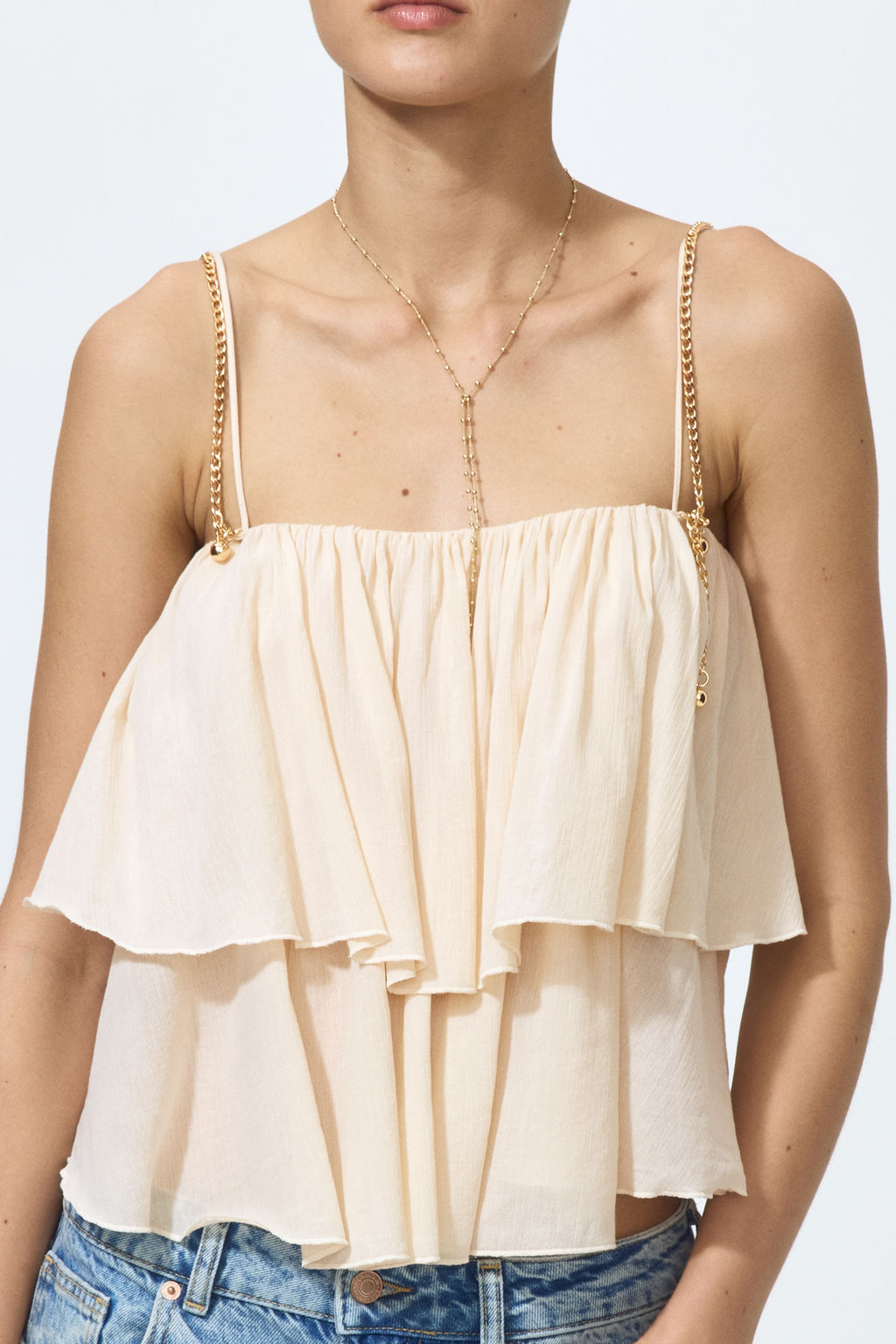 Chain-detail frill-trimmed top - H&m фото 3