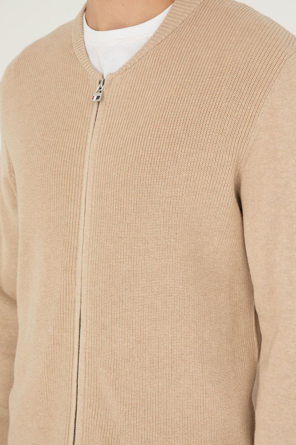 Мужской базовый трикотажный кардиган песочного меланжа - U.s. polo assn фото 7