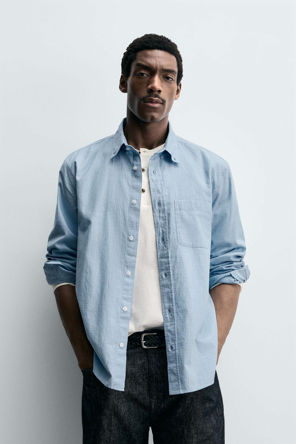 CAMISA ALGOD?N SOFT / Azul claro - Zara фото 2
