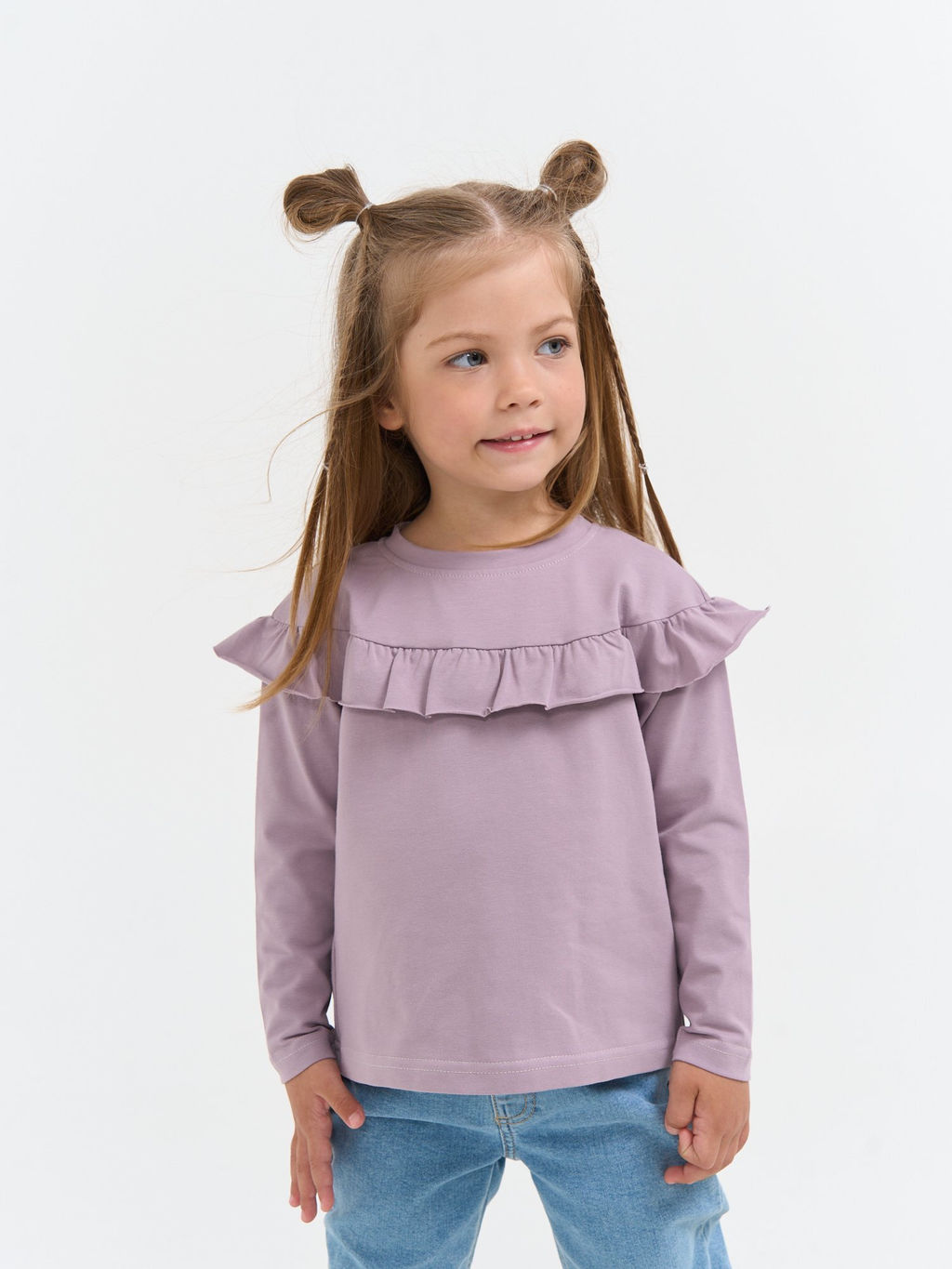 Лонгслив с кокеткой Вереск