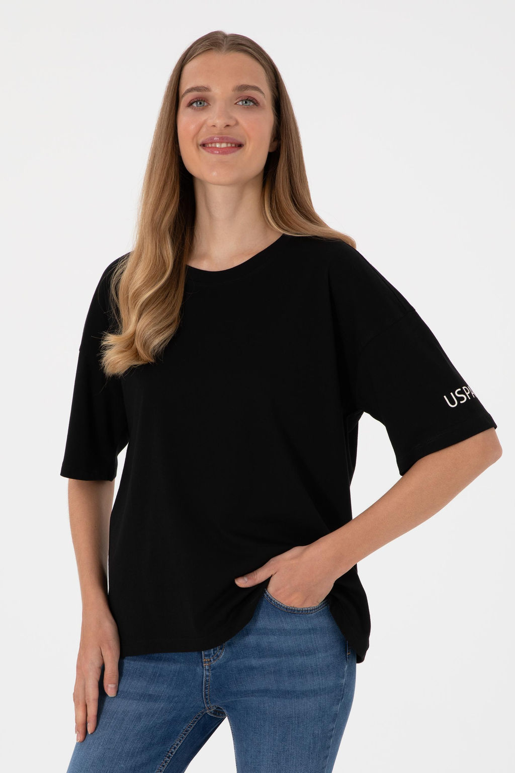 Kad_n Siyah Oversize Bisiklet Yaka Ti__rt Sepette S_rpriz _ndirim