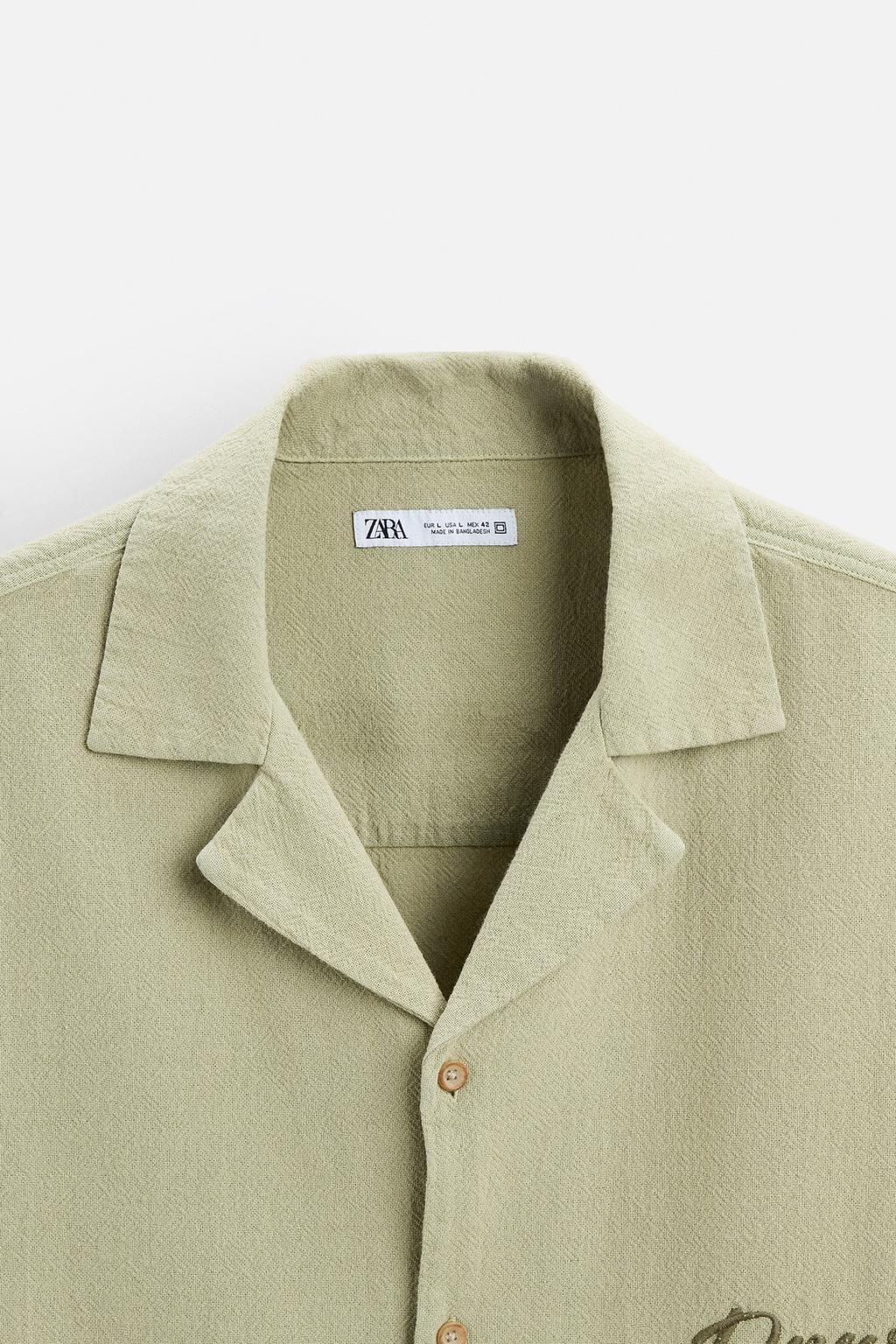 EMBROIDERED TEXTURED WEAVE SHIRT - Zara фото 8