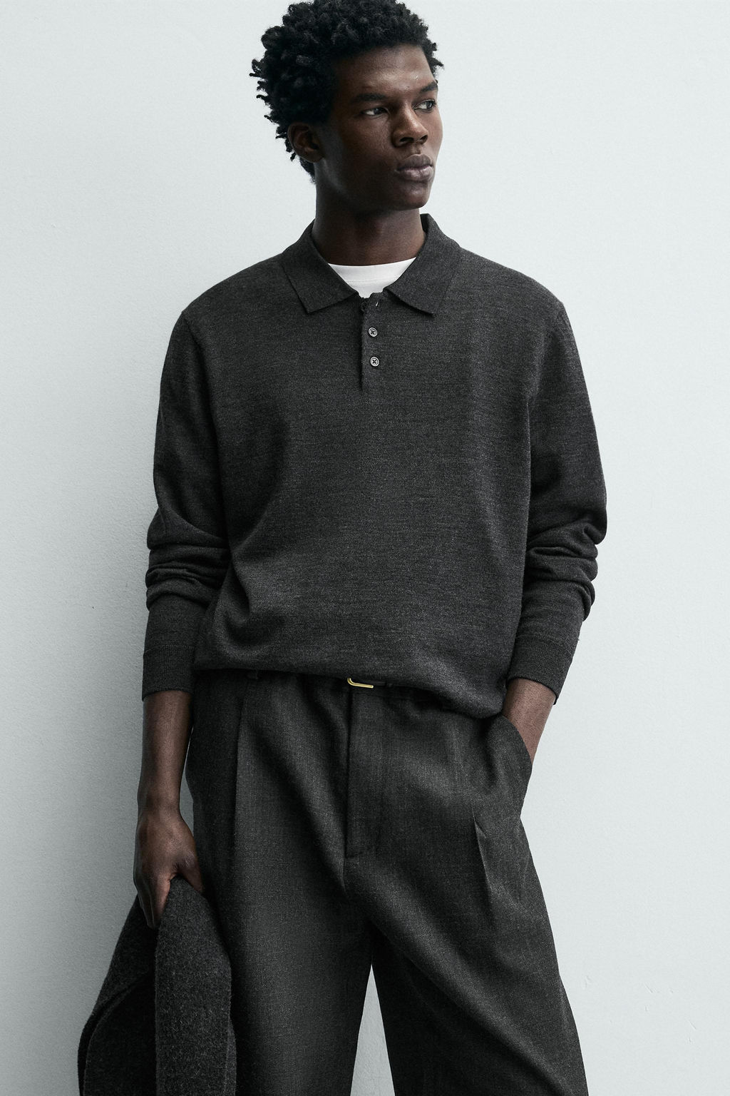 POLO PUNTO LANA / Gris antracita - Zara фото 6
