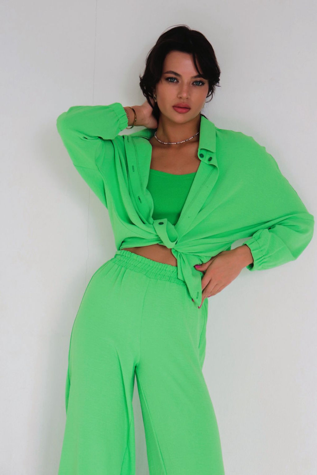 9979 Брюки-палаццо салатовые летние - Martichelli фото 22