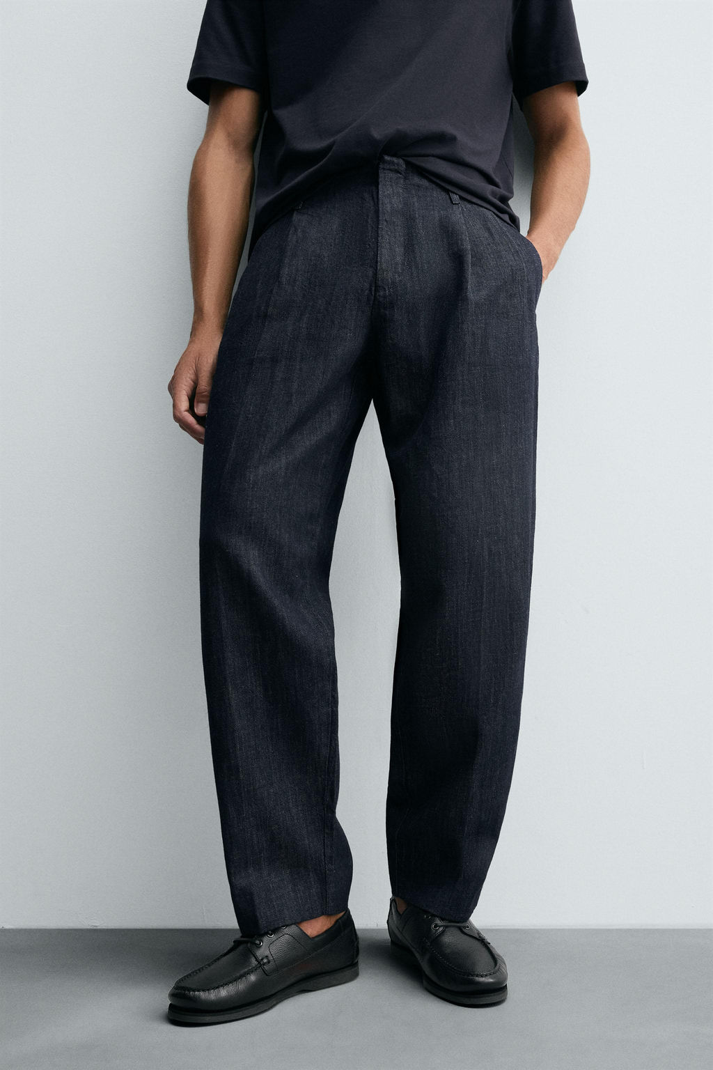 CROPPED WIDE-LEG DENIM TROUSERS - Zara фото 5