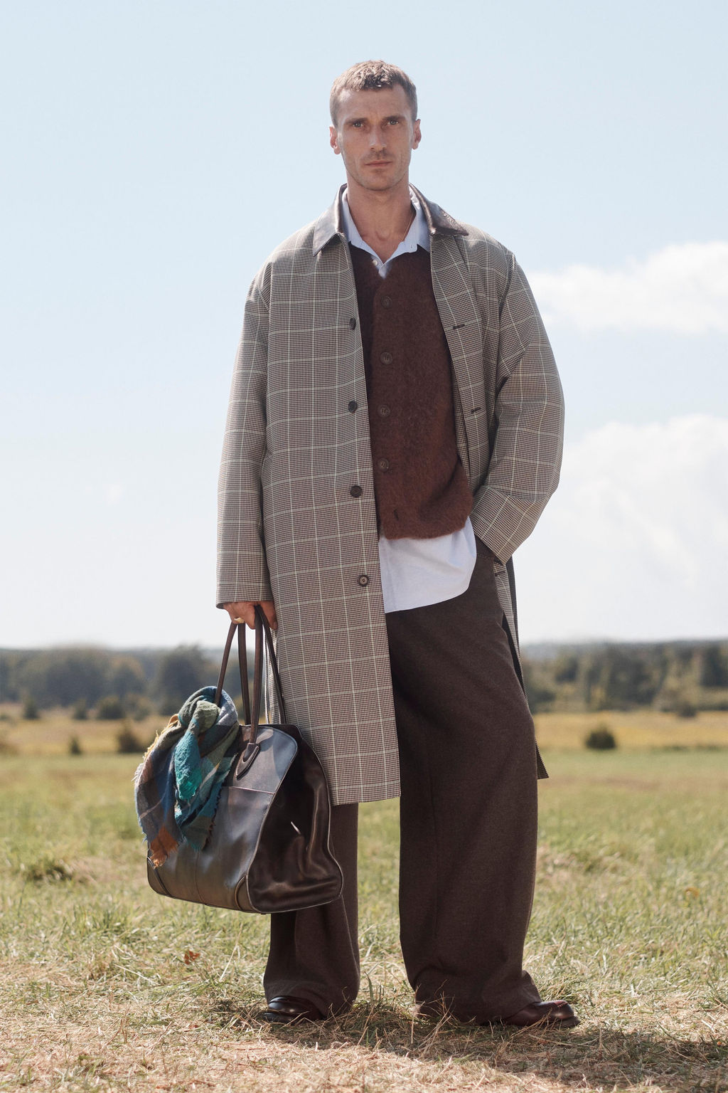 LIMITED EDITION CHECK TRENCH COAT WITH LEATHER DETAIL