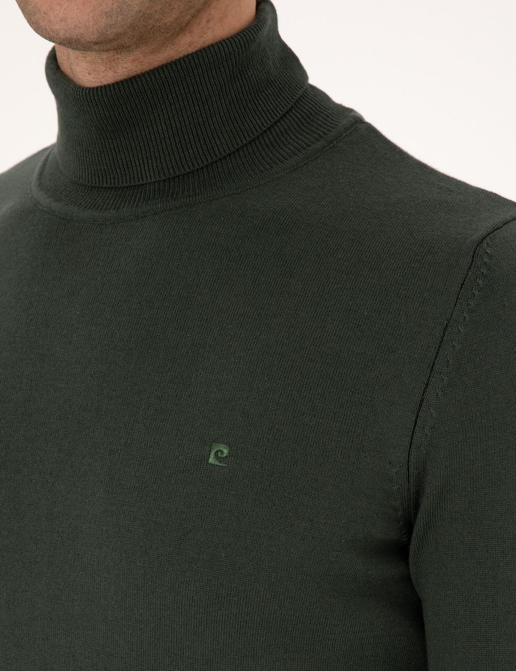 Koyu Haki Slim Fit Bal_k__ Yaka Basic Triko Kazak