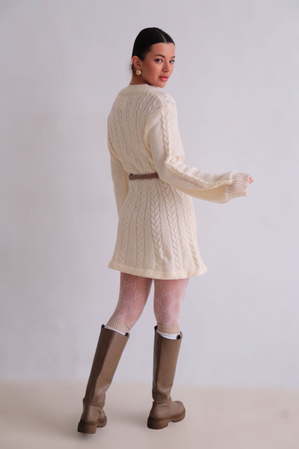 Martichelli Платье вязаное с косами айвори  фото 9