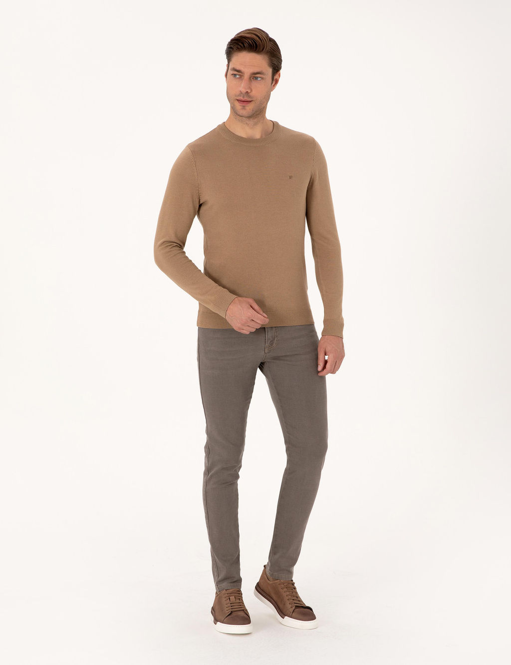 Camel Slim Fit Bisiklet Yaka Basic Triko Kazak - Pierre cardin фото 4