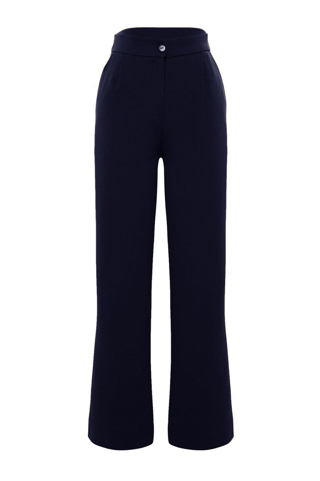 Lacivert Wide Leg/Genis Paca Dokuma Kumas Pantolon TWOAW22PL0139