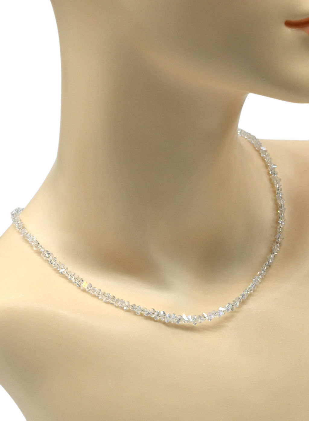 Чокер на шею женский из циркона огранка 4мм цв.зеленый хамелеон, 38см - Радуга камня фото 3