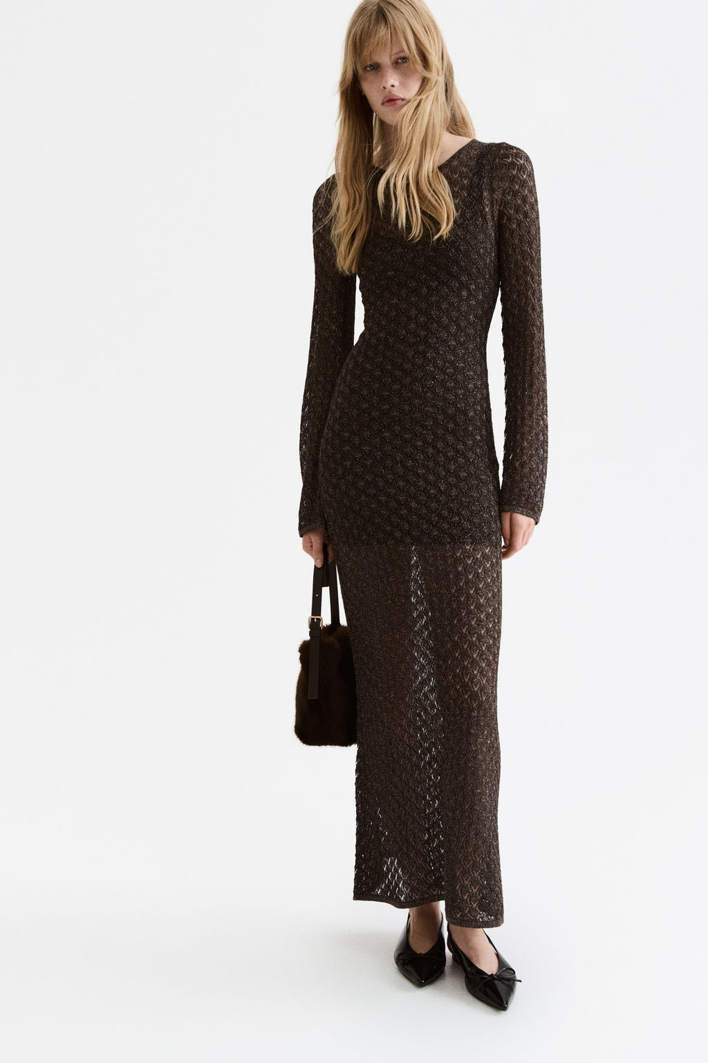 Maxivestido en punto pointelle - H&m фото 6