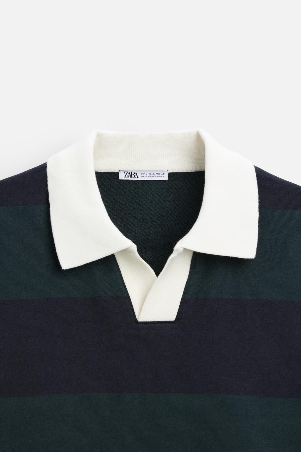 CONTRAST STRIPED POLO SHIRT - Zara фото 8