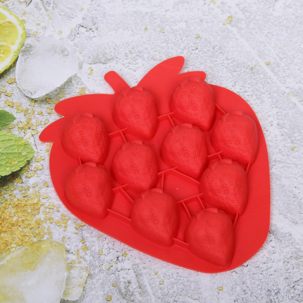 Цена за 5 шт. Форма для льда силиконовая "Клубничка" 18*16см, цвета микс