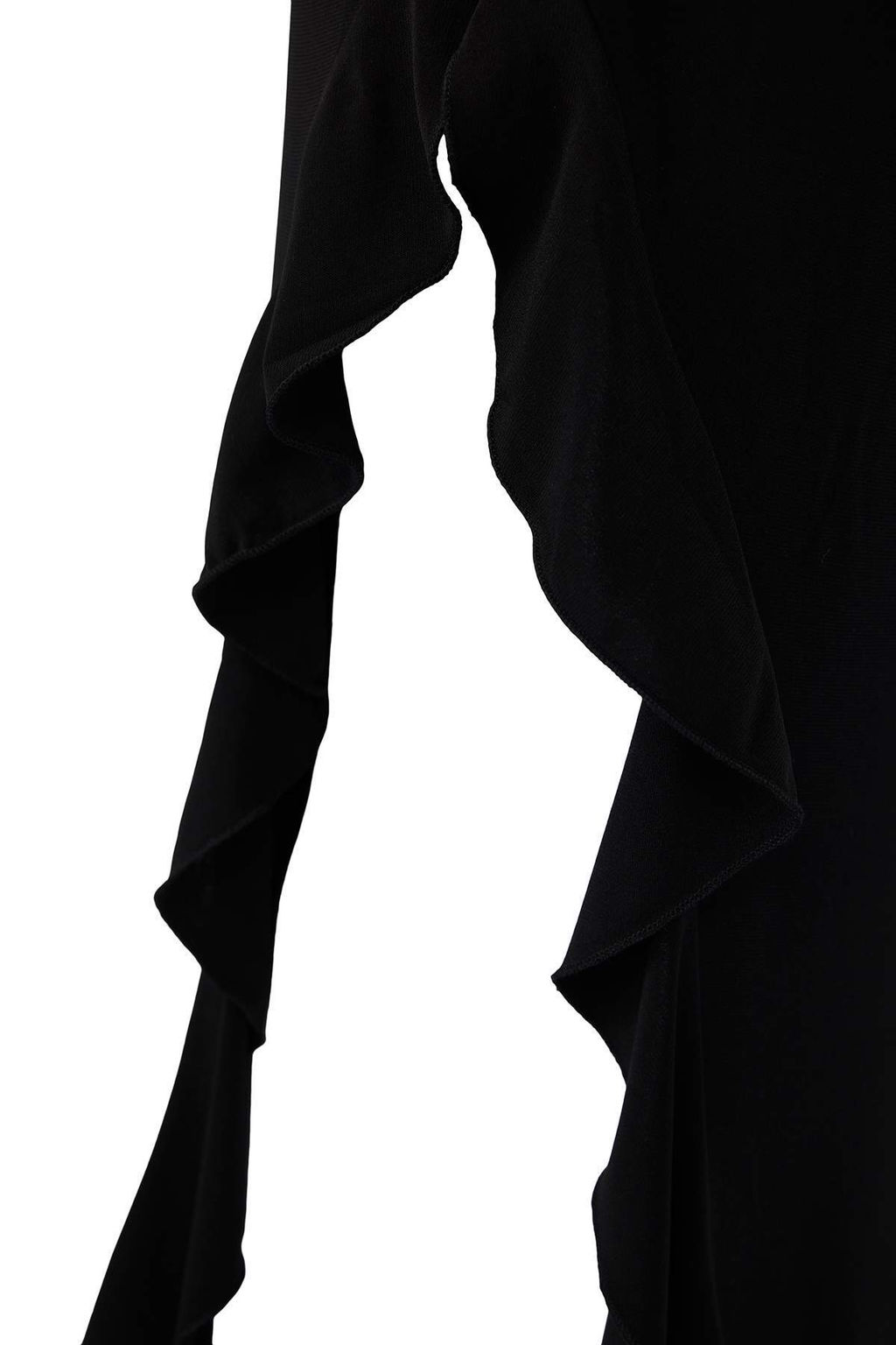 Siyah Bodycone S?f?r Kol Y?rtmacl? F?rf?r Detayl? Esnek Kal?n Sandy Maxi Kalem Elbise TWOSS24EL00688