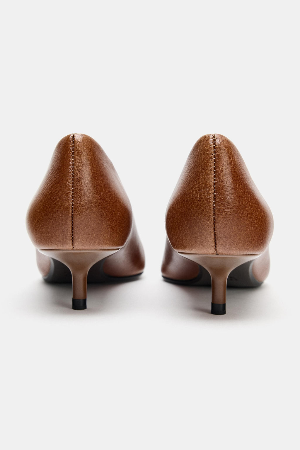 LEATHER KITTEN HEEL SHOES - Zara фото 11