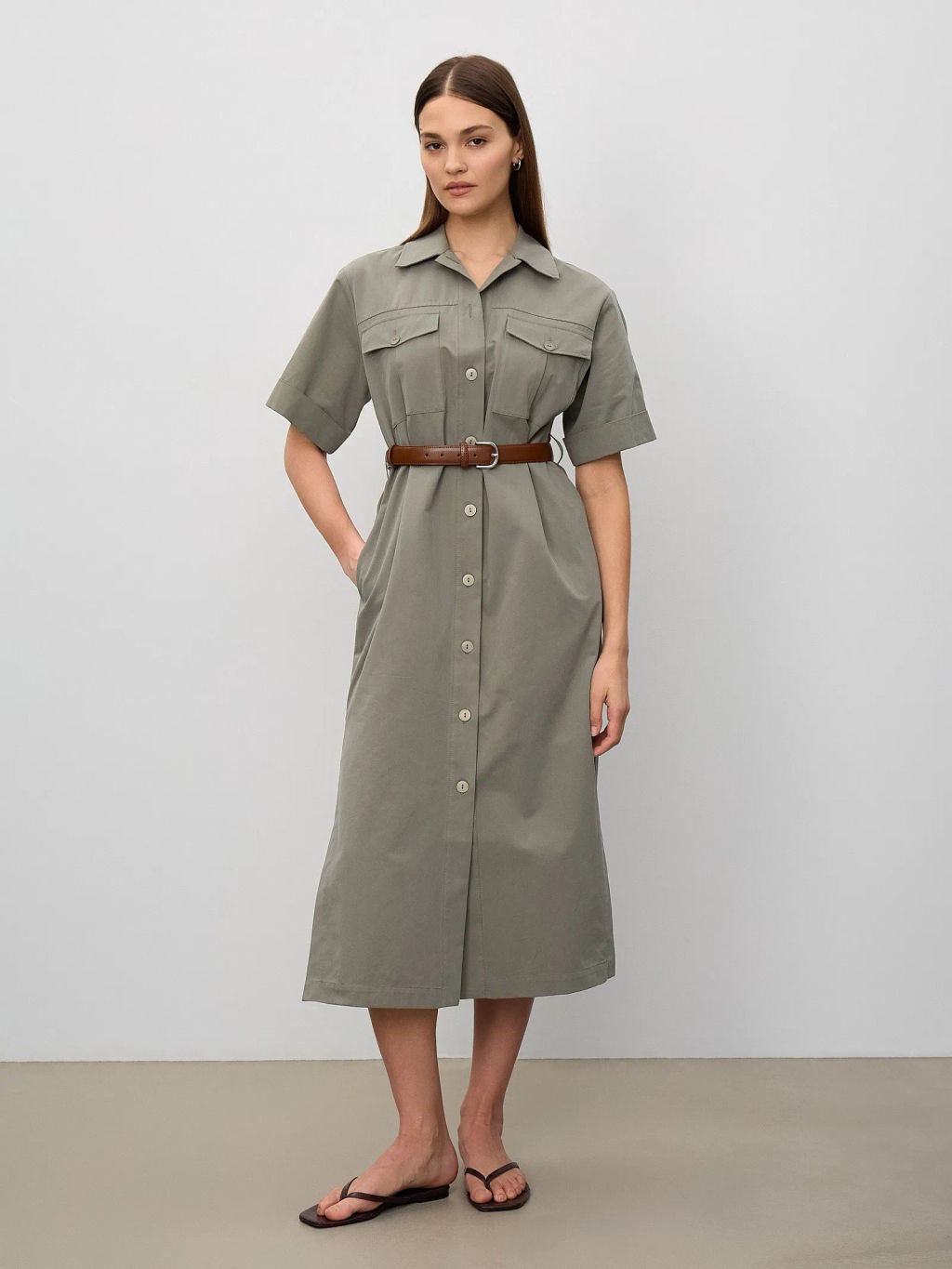 Платье рубашечного кроя, PL1524/swamp - Emka фото 5
