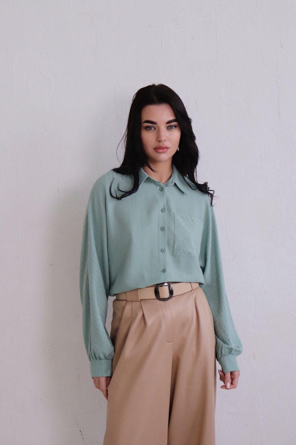 11163 Рубашка мятная из вискозы - Martichelli фото 4