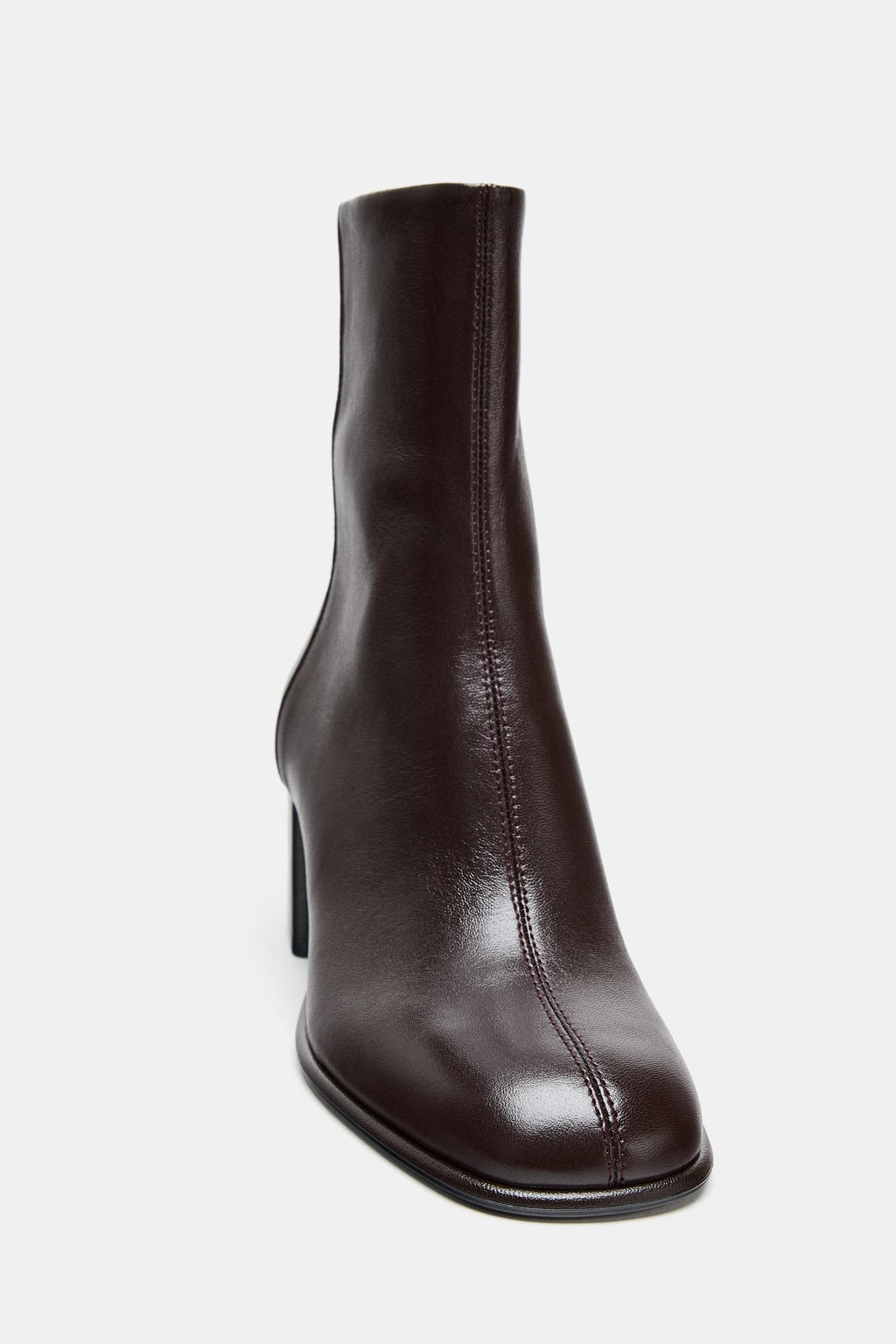 LEATHER ANKLE BOOTS WITH BLOCK HEEL - Zara фото 4