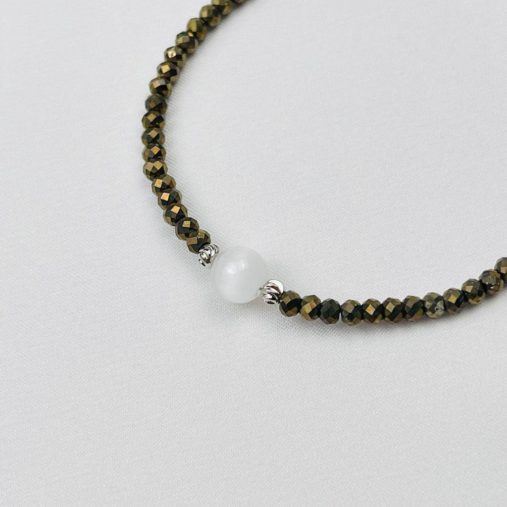 Браслет из Пирита с Селенитом - Радуга самоцветов фото 3