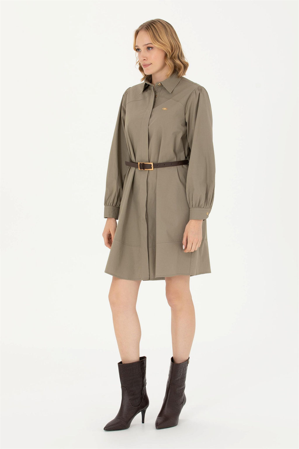 Женщина хаки тканое платье с скидкой в корзине - U.s. polo assn фото 4