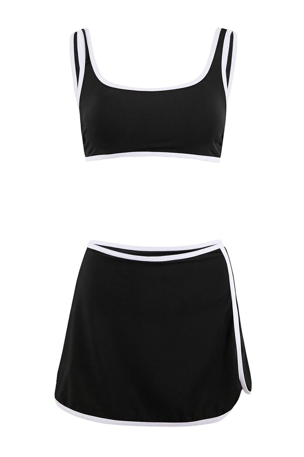 Siyah Bralette Kapl? Renk Bloklu Yuksek Bel Etek Bikini Tak?m? TBESS26BT00059