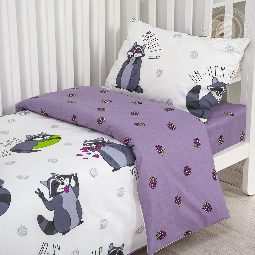 Енотики Детский/Пододеяльник: 1 шт. - 147*112; Простыня: 1 шт. - 150*110; Наволочка: 1 шт. - 40*60; Поплин ясельный - Артпостелька фото 3