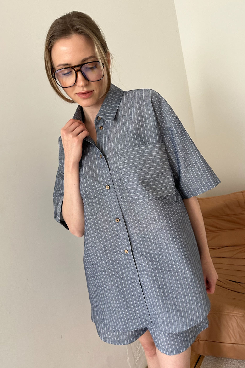 Костюм женский SET084/01/Серо-голубой, белый - M&G all natural фото 3