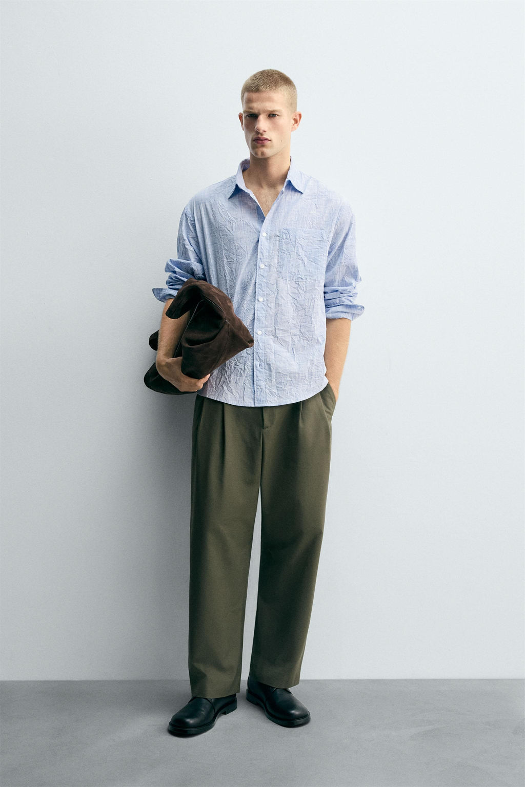 STRIPED CREASED-EFFECT SHIRT