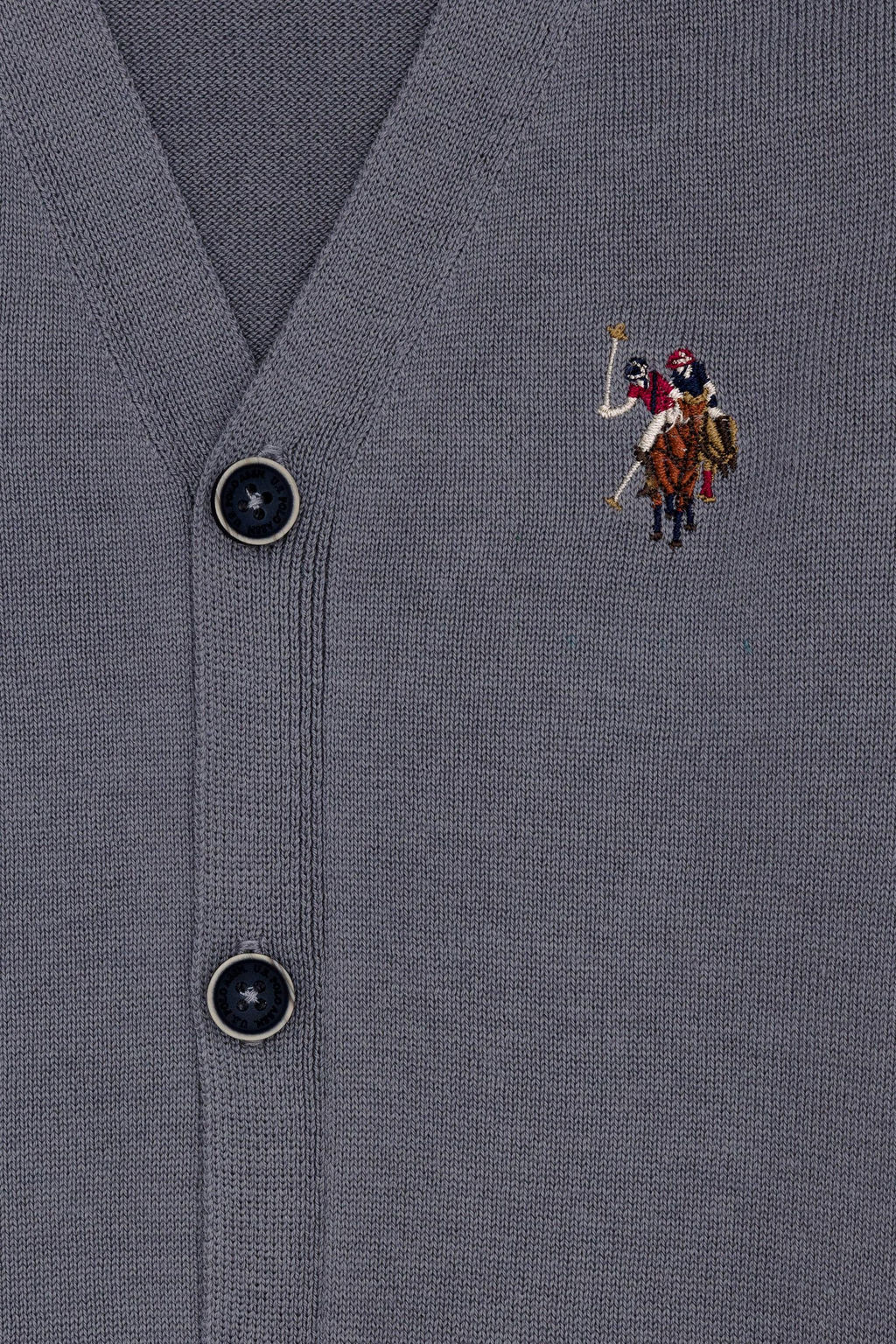 U. S. Polo Assn Зеленый меланжевый трикотажный кардиган с v-образным вырезом для мальчика - U.s. polo assn фото 4