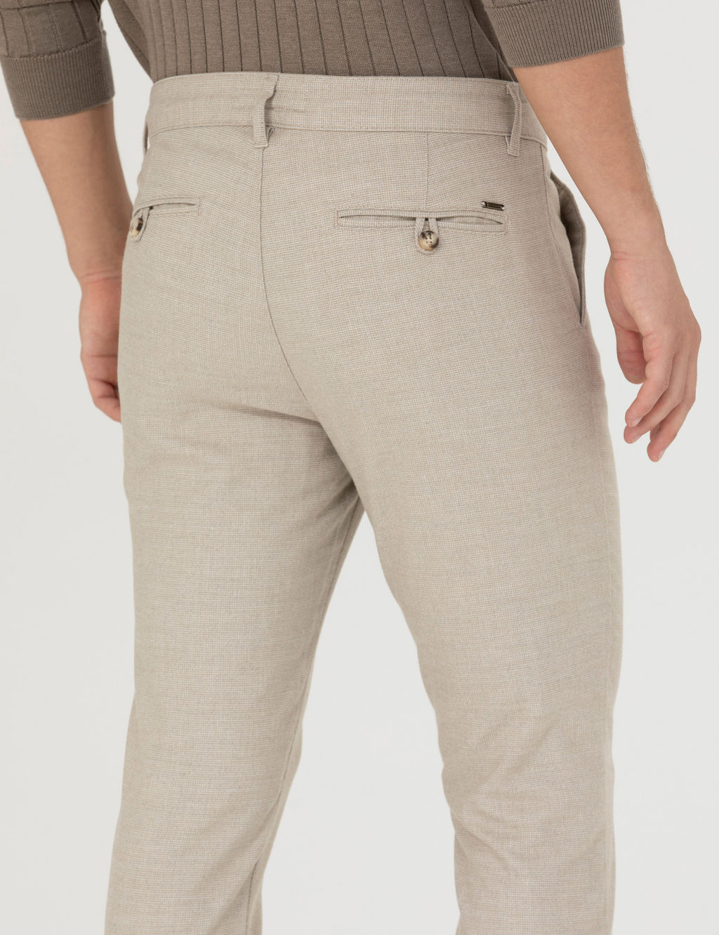 Bej Slim Fit Ba_c_kl_ Kanvas Pantolon