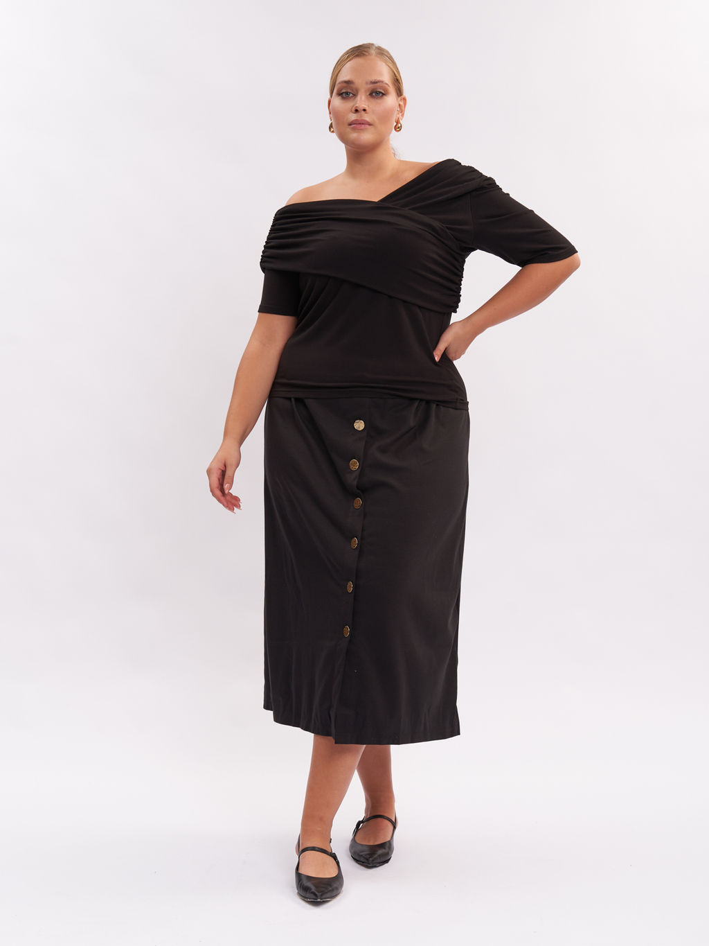 Блузка с драпировкой FU00703BLK01 - Артесса фото 2