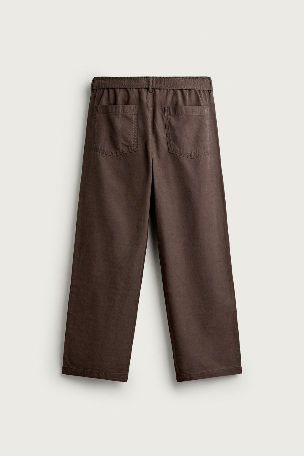 PANTAL?N RELAXED FIT PLIEGUES CINTUR?N / Marr?n / Topo - Zara фото 7