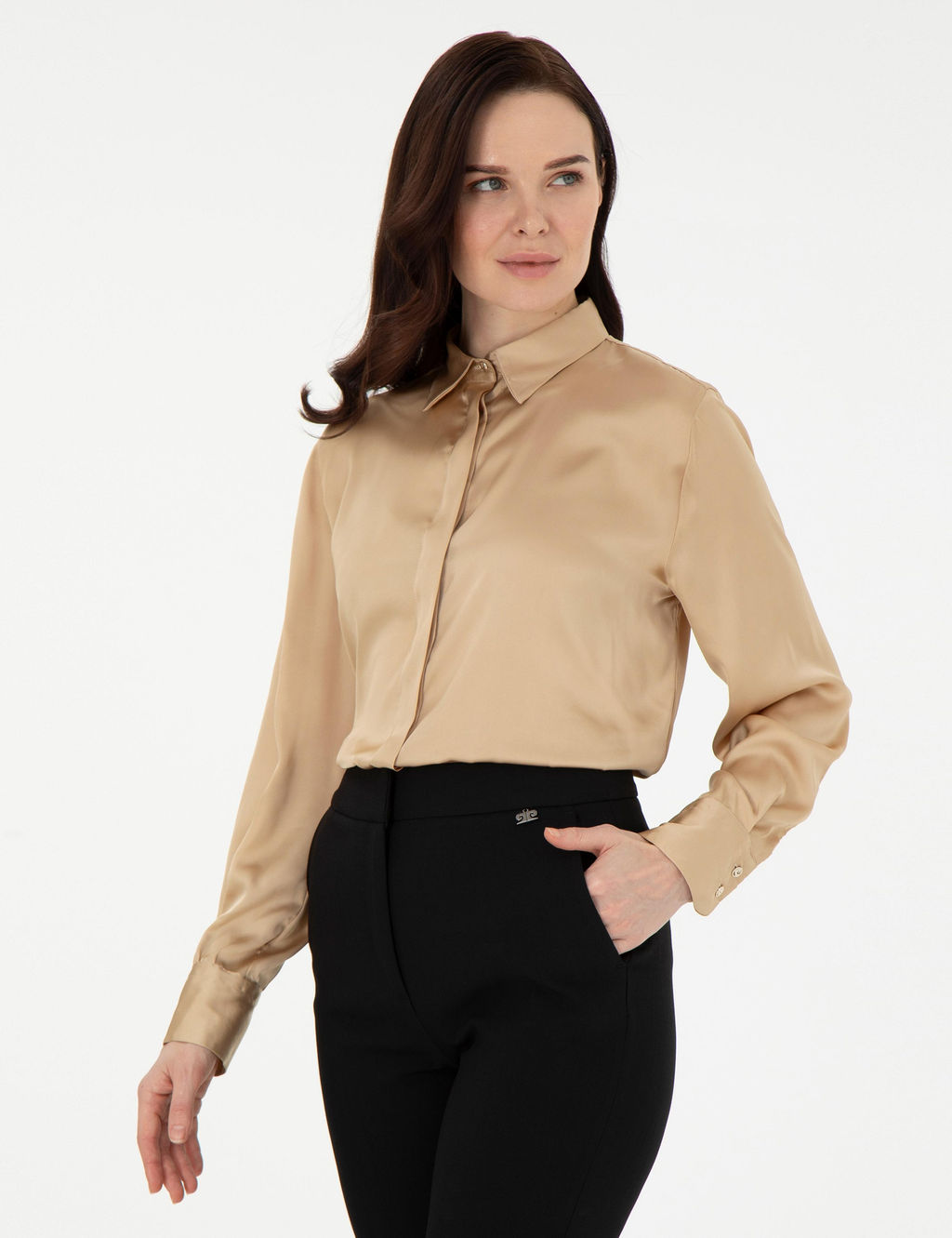 Bej Comfort Fit Uzun Kollu G_mlek